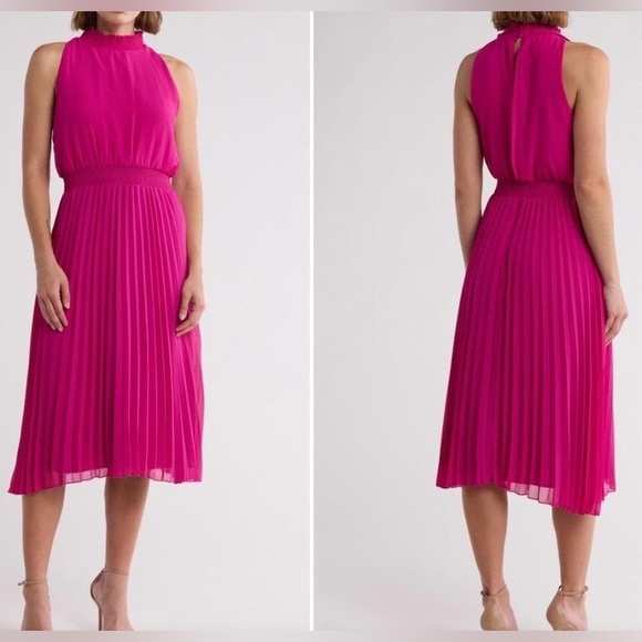 Sam Edelman Dresses & Skirts - Sam Edelman Fuchsia Pleated Midi Dress